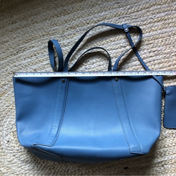 Zara reversible oversized tote bag blue / silver grey with pouch - Picture 5 of 11